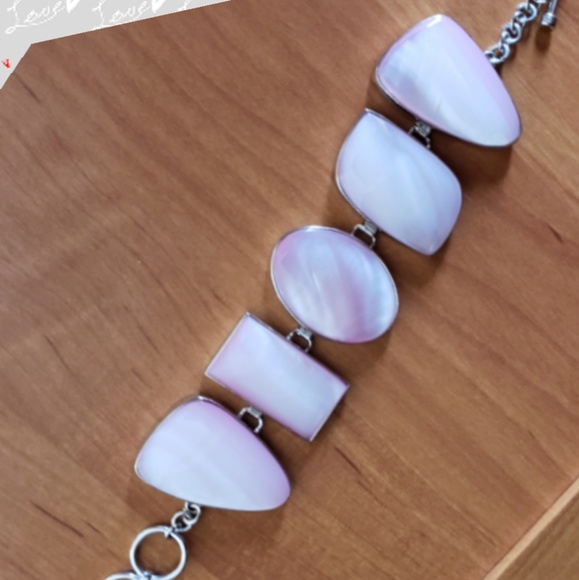 Sterling silver pink mother of pearl bracelet - Picture 5 of 8